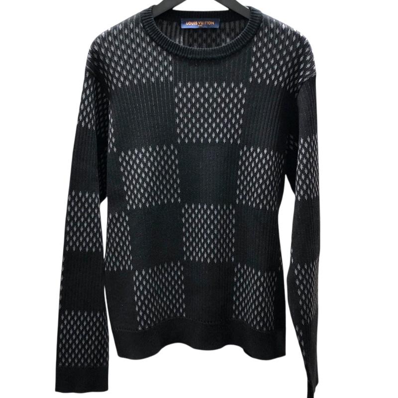 美品 ルイヴィトン LOUIS VUITTON ダミエ ニット 長袖 L メンズ LOUIS VUITTON（ルイ・ヴィトン） ダミエ 長袖 セーター 襟付き ニット