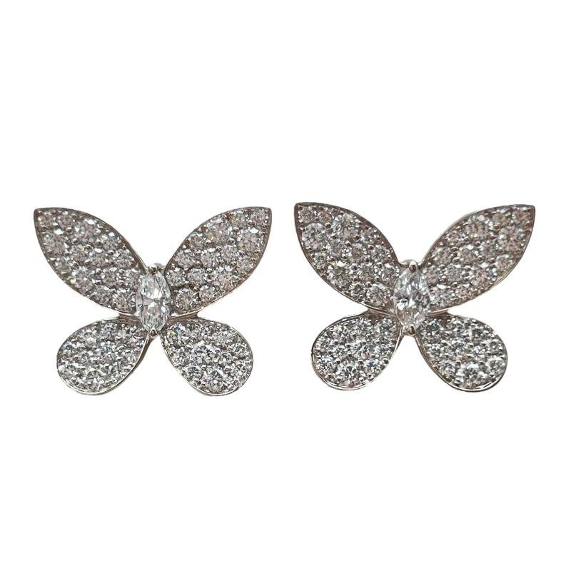 グラフ GRAFF パヴェバタフライダイヤスモールスタッドピアス ホワイト