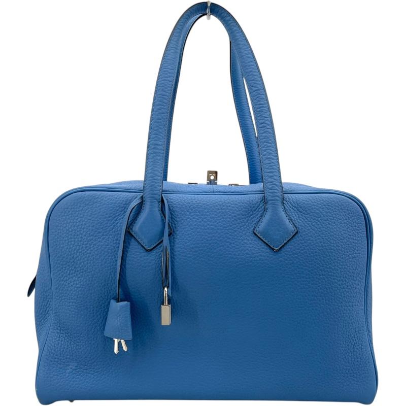 HERMES エルメス ヴィクトリア35 □R刻 ブルーパラダイス SV金具 