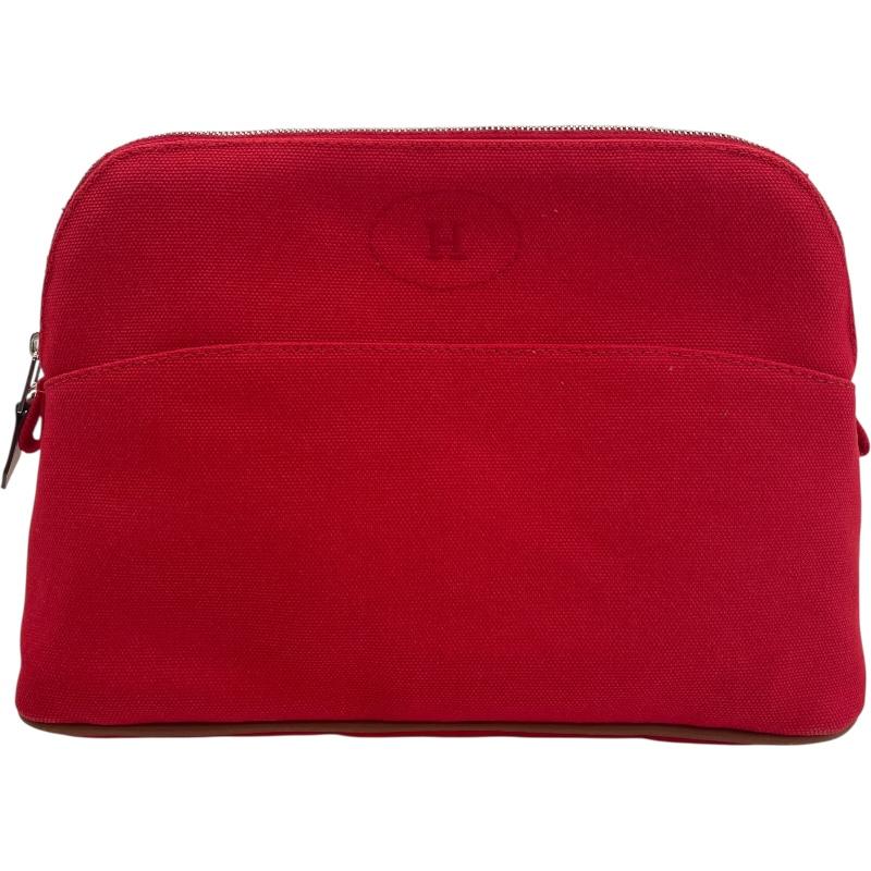 【かなりの美品！定番！】エルメス ボリードポーチ/MM/赤/キャンバス地 HERMES（エルメス） 未使用品 ボリードポーチ ミニ 20 小物入れ コスメ