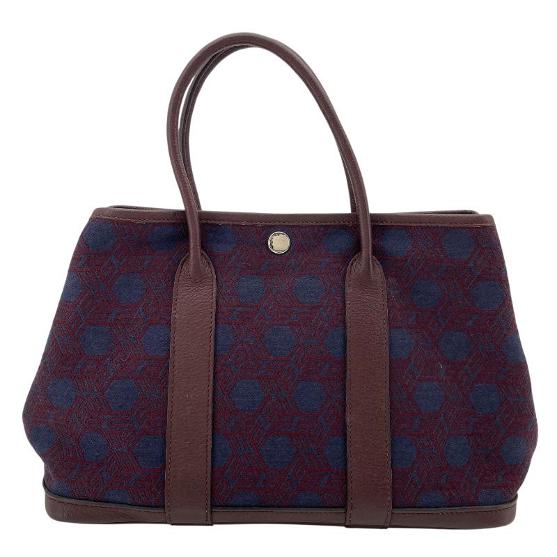 HERMES エルメス ガーデンパーティTPM L刻 バーガンディxネイビー SV