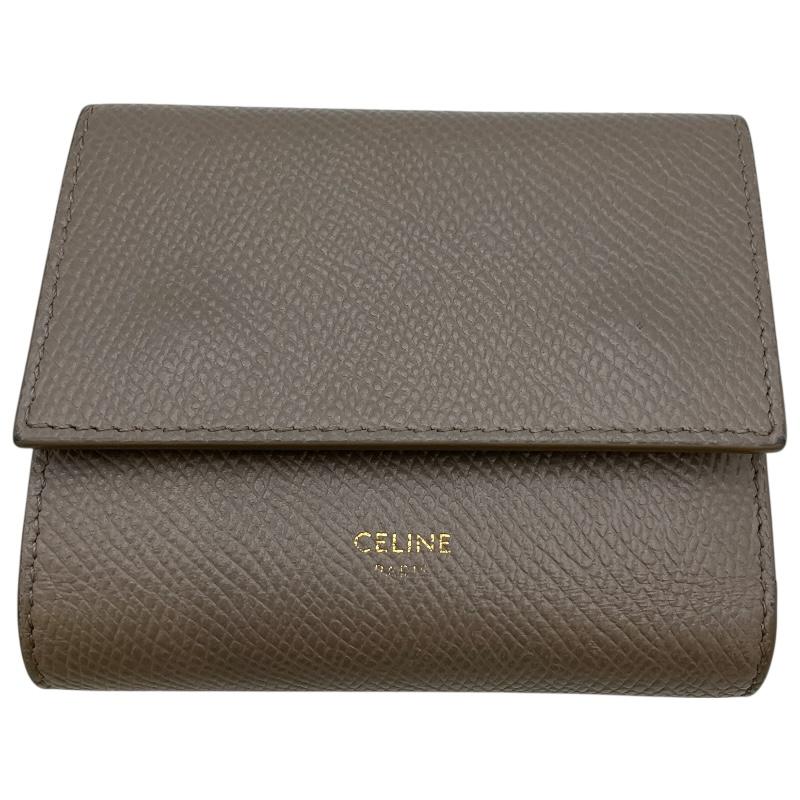 セリーヌ CELINE スモール トリフォールド ウォレット 10B573 ベージュ ドラムドカーフ レディース 二つ折り財布 CELINE（セリーヌ） スモール トリフォールド ウォレット 10B573