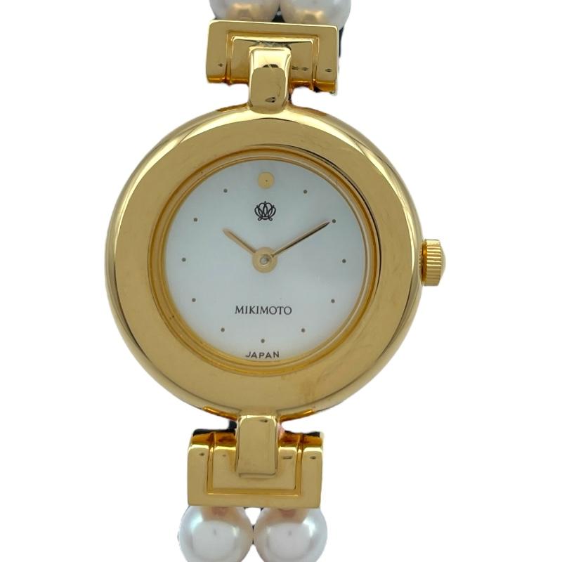 ミキモトJAL☆コラボ時計☆パール☆2連時計☆稼働品 美品 MIKIMOTO