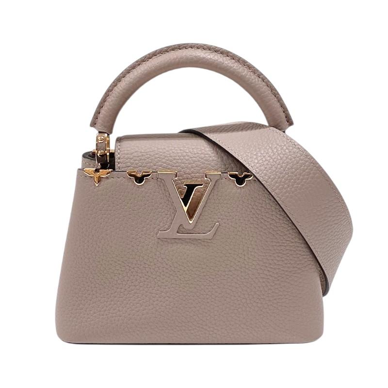 Min　ルイヴィトン 　ポーチ付きレザーハンドバッグ LOUIS VUITTON（ルイ・ヴィトン） カプシーヌMINI M24567 ベージュ