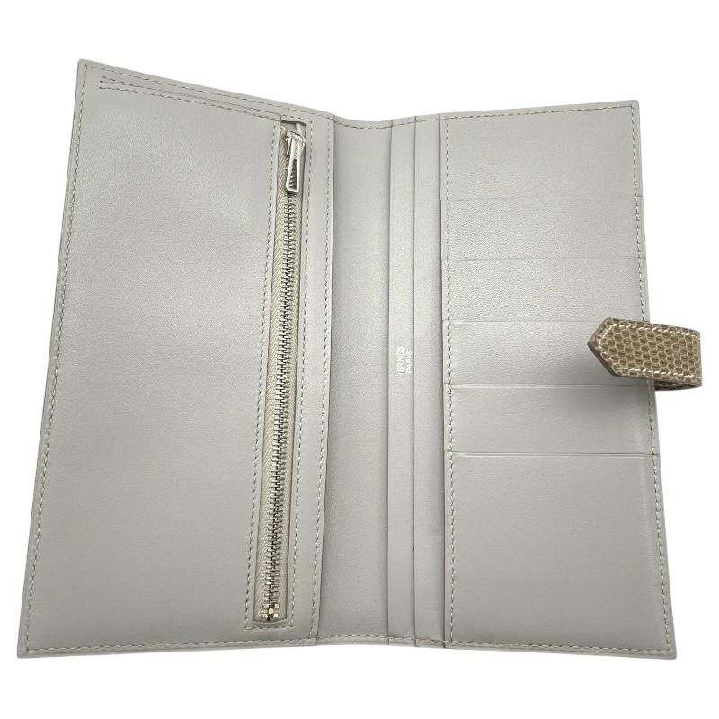 エルメス HERMES べアンクラシック X刻 グリペール・フィセル SV金具 タデラクト・リザード 長財布 レディース 中古の画像