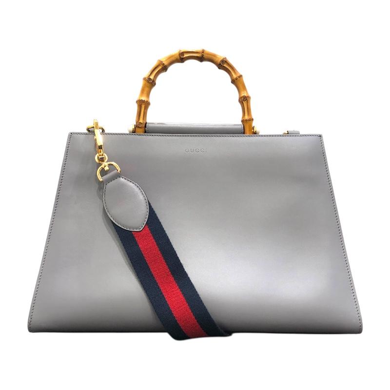 GUCCI（グッチ） バンブーハンドルハンドバッグ 453764 グレー レザー