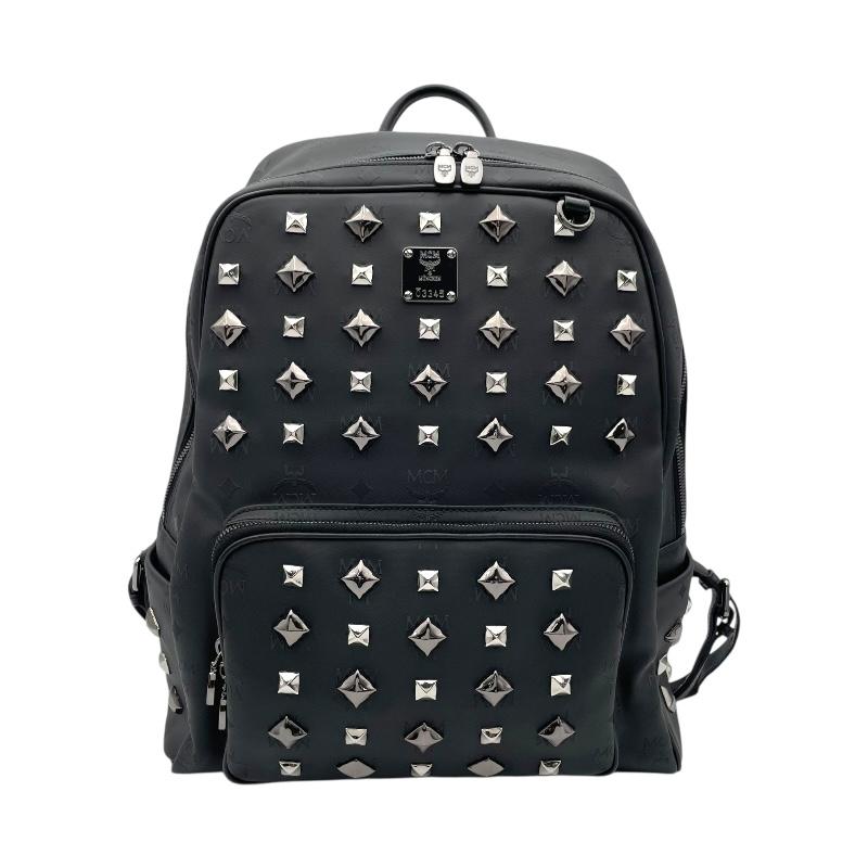 MCM エム・シー・エム スタッズ バックバック ブラック PVC リュック