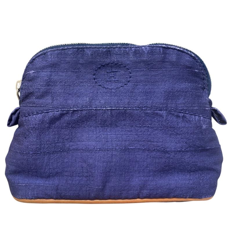HERMES（エルメス） ボリードポーチ ブルー シルク ポーチ ユニ