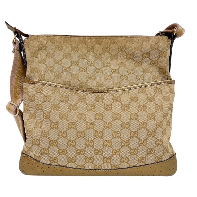 グッチ GUCCI GGキャンバスショルダーバッグ 145857 ゴールド GGキャンバス ハンドバッグ ユニセックス 中古