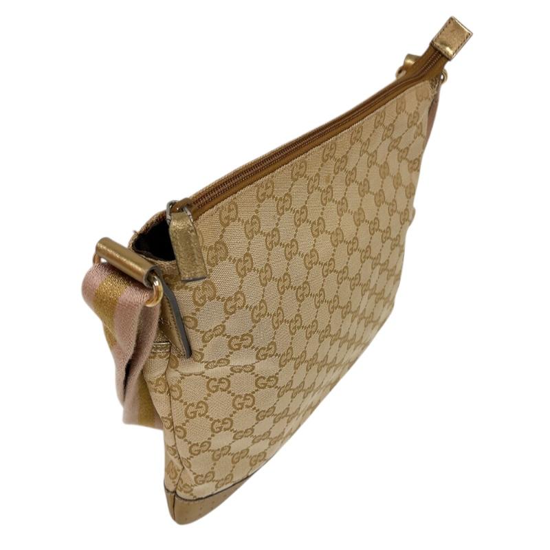 グッチ GUCCI GGキャンバスショルダーバッグ 145857 ゴールド GGキャンバス ハンドバッグ ユニセックス 中古