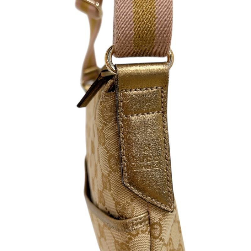 グッチ GUCCI GGキャンバスショルダーバッグ 145857 ゴールド GGキャンバス ハンドバッグ ユニセックス 中古
