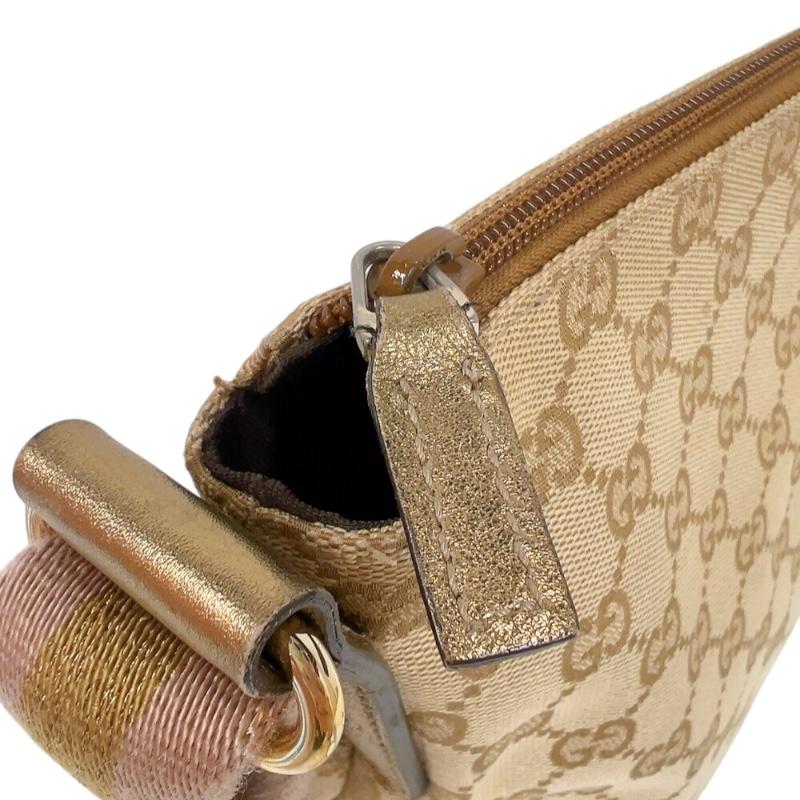 グッチ GUCCI GGキャンバスショルダーバッグ 145857 ゴールド GGキャンバス ハンドバッグ ユニセックス 中古