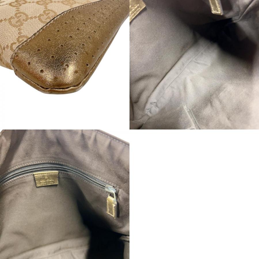 グッチ GUCCI GGキャンバスショルダーバッグ 145857 ゴールド GGキャンバス ハンドバッグ ユニセックス 中古