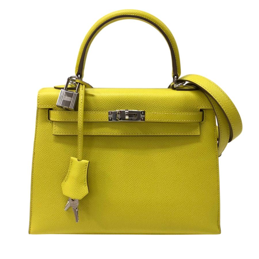 HERMES（エルメス） ケリー25 外縫い U刻 ライム シルバー金具