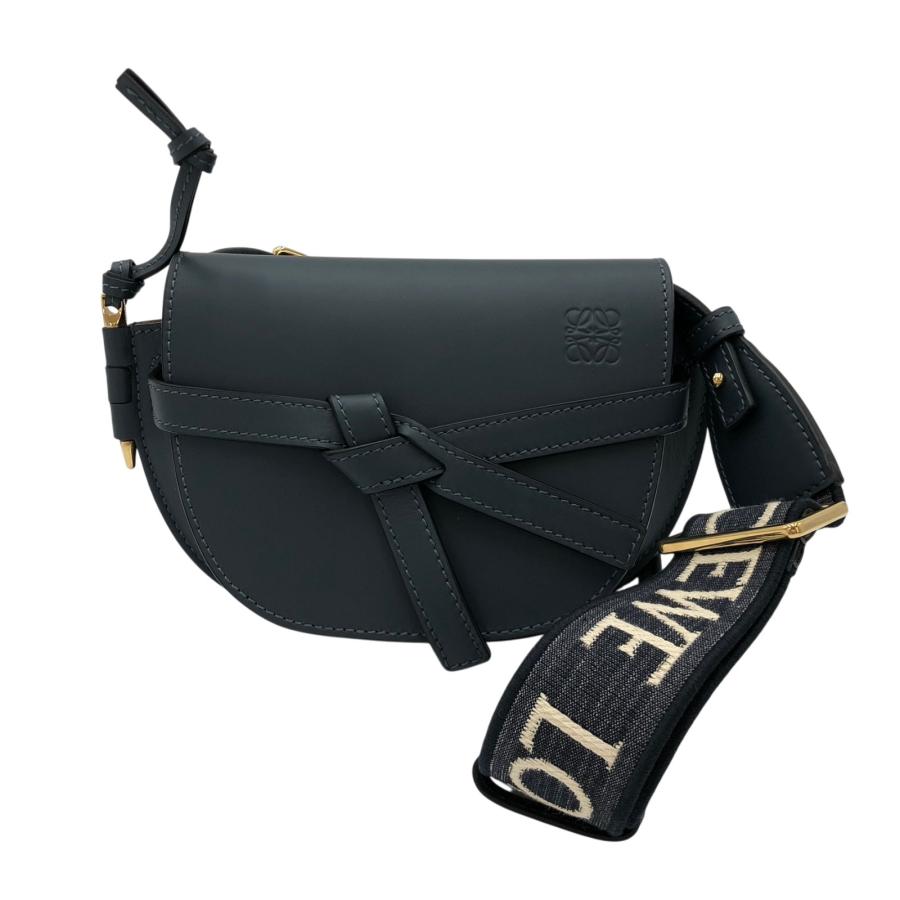 ロエベ LOEWE ゲートデュアルバッグミニ A650N46X13 オキシブルー ゴールド金具 スムースカーフ レディース ショルダーバッグ LOEWE（ロエベ） ゲートデュアルバッグミニ A650N46X13 オキシブルー