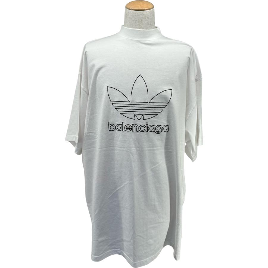 BALENCIAGA（バレンシアガ） ×adidas ロゴ刺繍Tシャツ 723976 ホワイト 