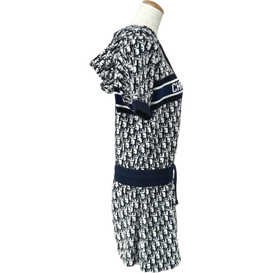 クリスチャン・ディオール Christian Dior オブリーク総柄フリースショートドレス 123R02A4022 ネイビー コットン ワンピース 中古の画像