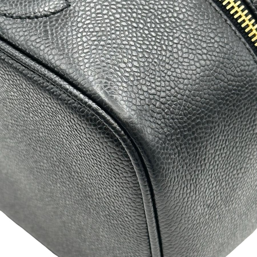 シャネル CHANEL ココマークバニティバッグ A01997 3番台 ブラック ゴールド金具 キャビア ハンドバッグ レディース 中古