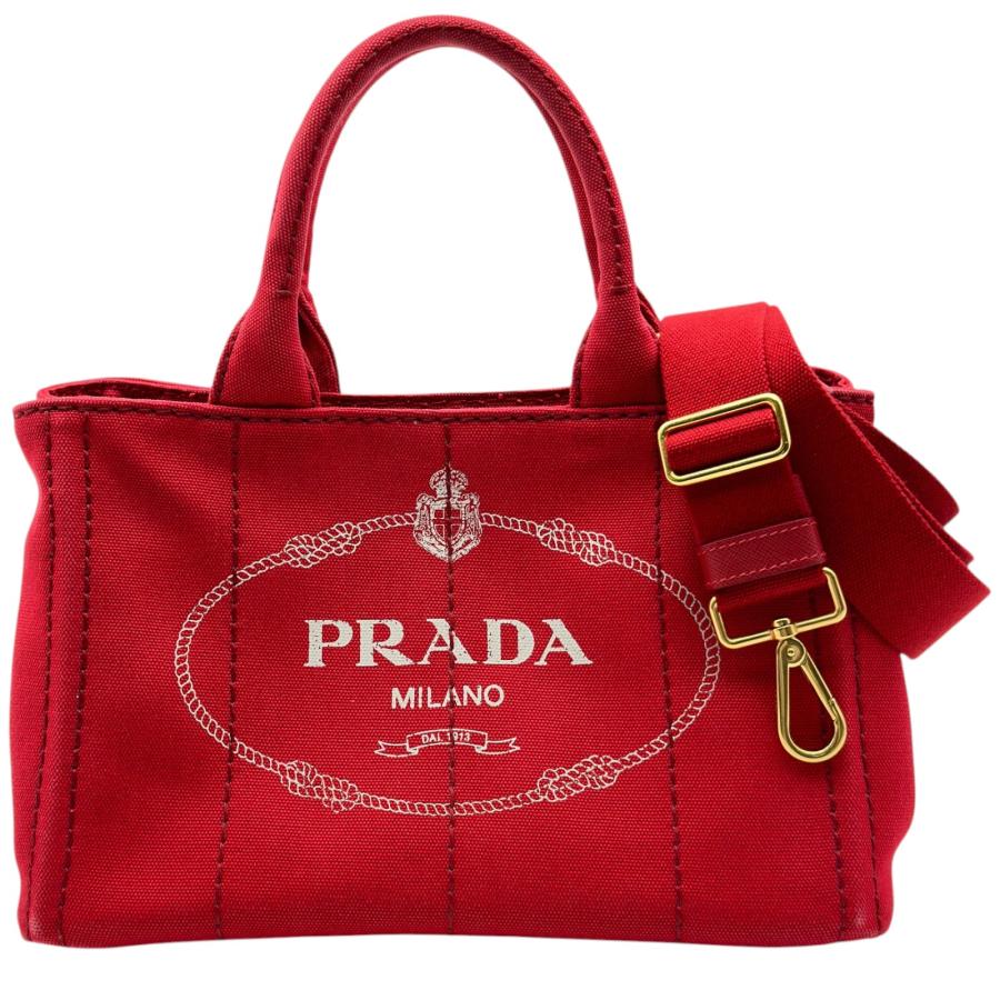 PRADA（プラダ） カナパバッグ 1BG439 レッド キャンバス トートバッグ 