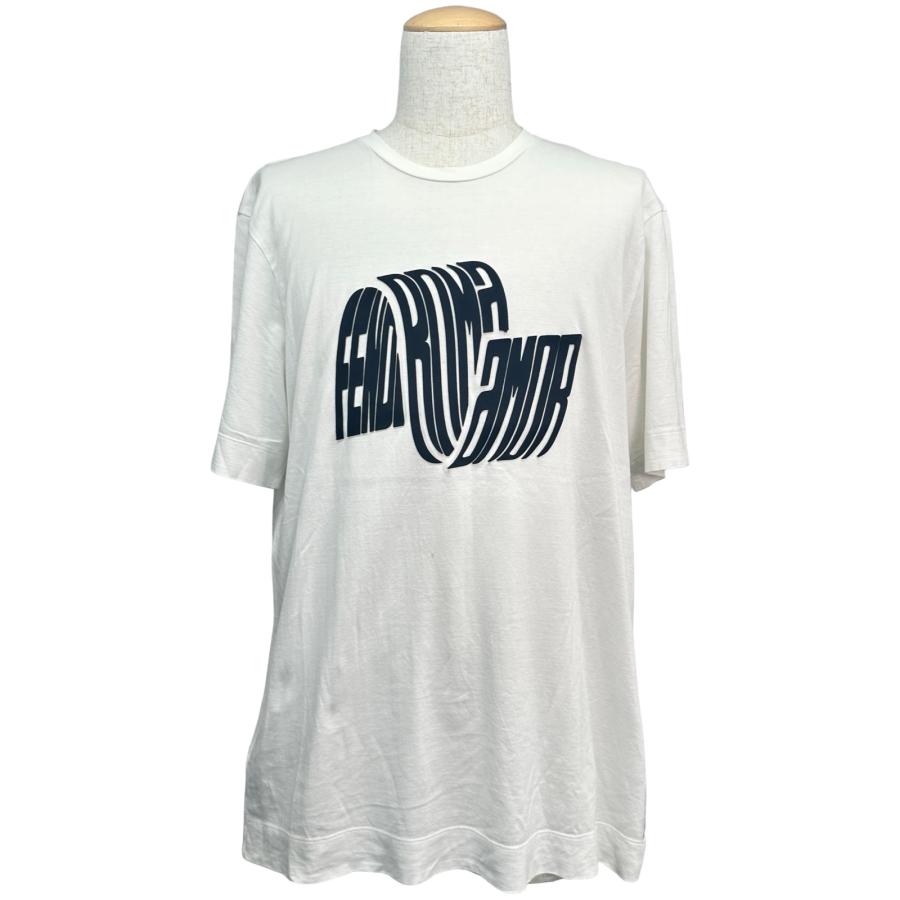 FENDI（フェンディ） ラバーロゴ半袖Tシャツ FY0936 ホワイト コットン 