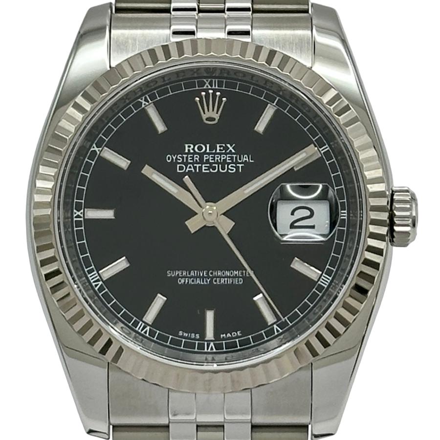 ロレックス ROLEX デイトジャスト36 116234 ブラック ホワイトゴールド/ステンレススチール 自動巻き メンズ 腕時計 ROLEX（ロレックス） デイトジャスト36 116234 ブラック ホワイト