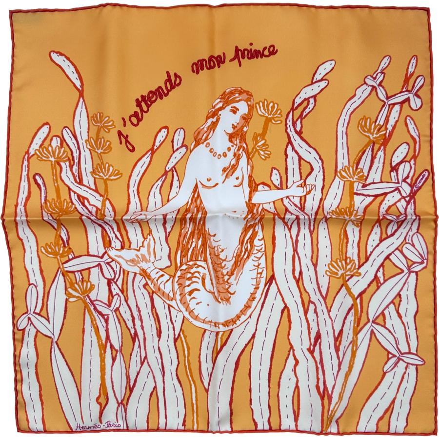 美品‼︎ HERMÈS シルクスカーフ HERMES（エルメス） カレ45 J'ATTENDS MON PRINCE シルク スカーフ