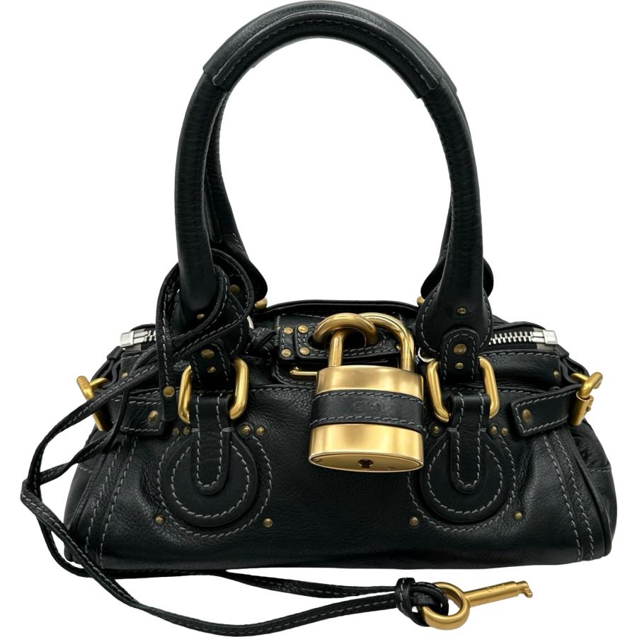 Chloé パディントン ブラック ハンドバッグ 中古品 Chloe（クロエ） パディントンミニ ブラック レザー ハンドバッグ