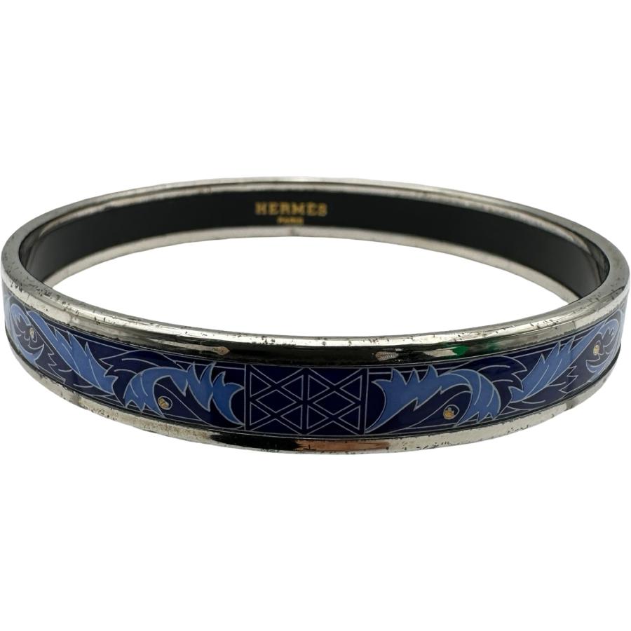 HERMES（エルメス） エマイユバングルPM ブルー/シルバー金具 メタル
