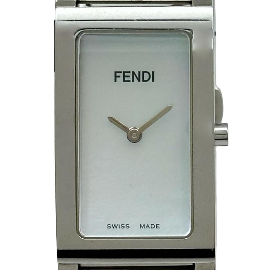 【稼動】 希少デザイン FENDI 腕時計 バングルウォッチ ズッカ レディース FENDI（フェンディ） バングルウォッチ 3250L ホワイトシェル