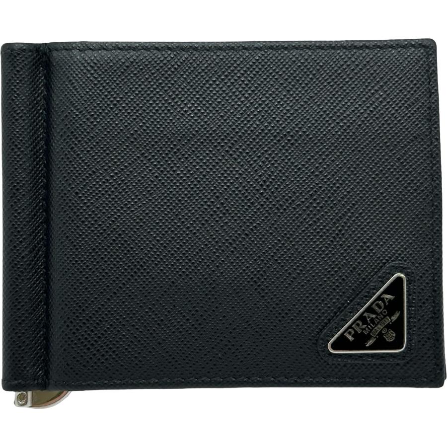 未使用保管　PRADA　プラダ　ロゴ　サフィアーノ　マネークリップ　2MN077 PRADA（プラダ） トライアングルロゴ マネークリップ 2MN077 ブラック