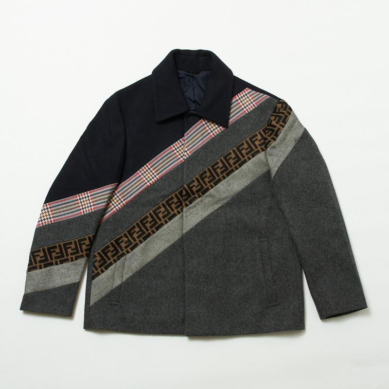 フェンディ Fendi Ffロゴラインピーコート 18aw Fw0500 サイズ46 グレー ピーコート メンズ 中古 再入荷 予約販売