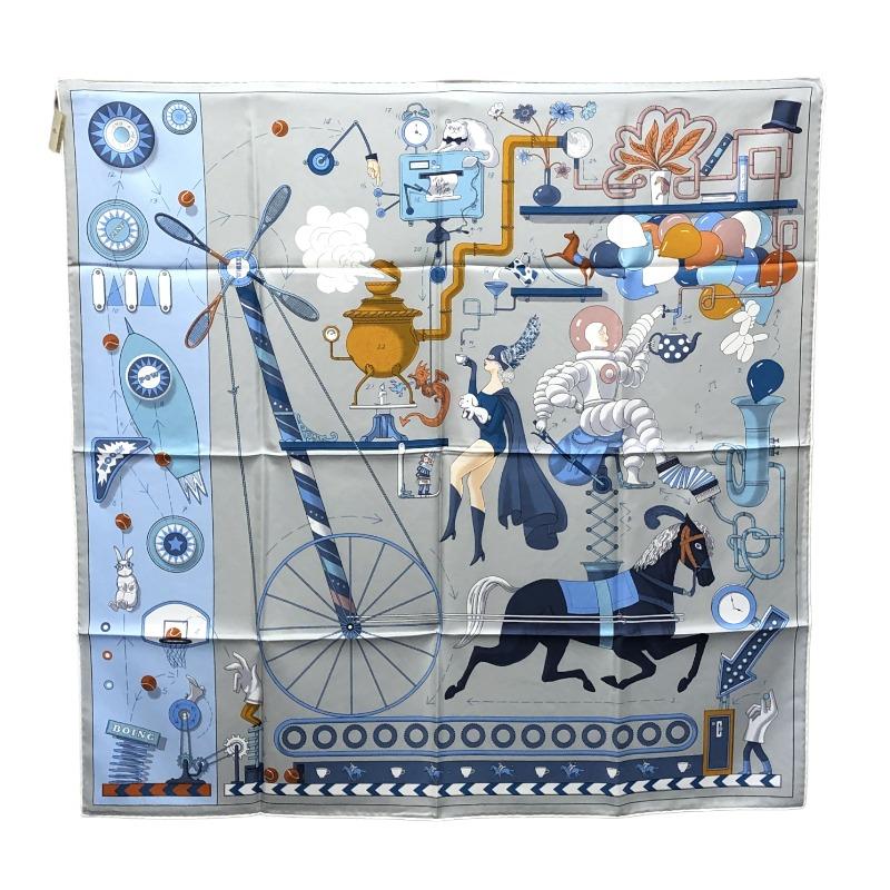 エルメス HERMES カレ90 TEA FOR TWO ブルー シルク スカーフ レディース 中古 2340520083762OKURA