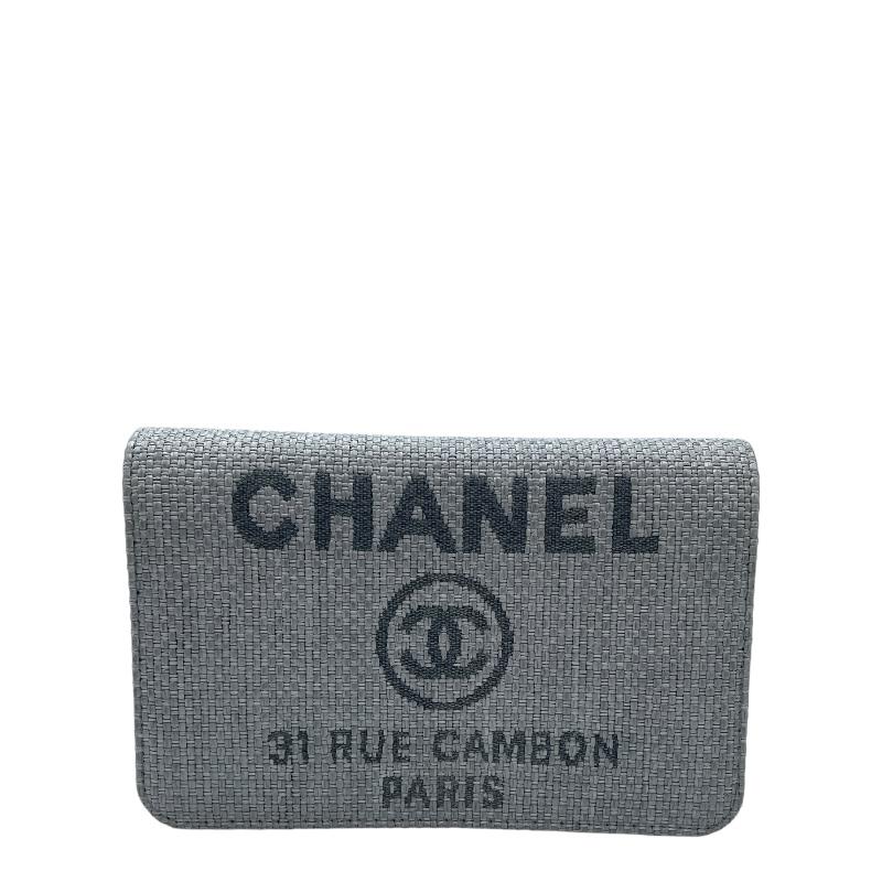 CHANEL ドーヴィル ポーチ グレー×ブラック CHANEL シャネル ドーヴィルGM 2WAYチェーンショルダー トートバッグ