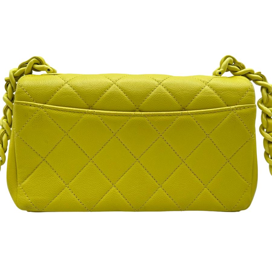 シャネル CHANEL マトラッセ チェーンショルダーバッグ AS2302 30番台 ライム イエロー 金具 キャビアスキン レディース 中古_3