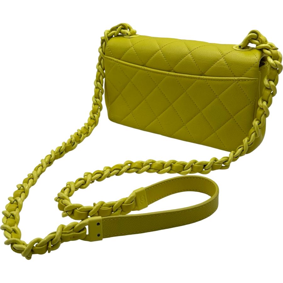 シャネル CHANEL マトラッセ チェーンショルダーバッグ AS2302 30番台 ライム イエロー 金具 キャビアスキン レディース 中古_6