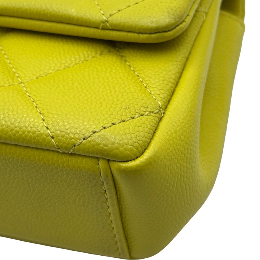 シャネル CHANEL マトラッセ チェーンショルダーバッグ AS2302 30番台 ライム イエロー 金具 キャビアスキン レディース 中古_7