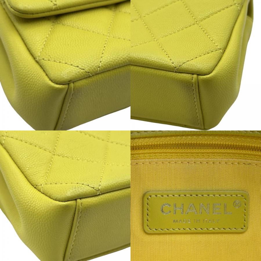 シャネル CHANEL マトラッセ チェーンショルダーバッグ AS2302 30番台 ライム イエロー 金具 キャビアスキン レディース 中古_8