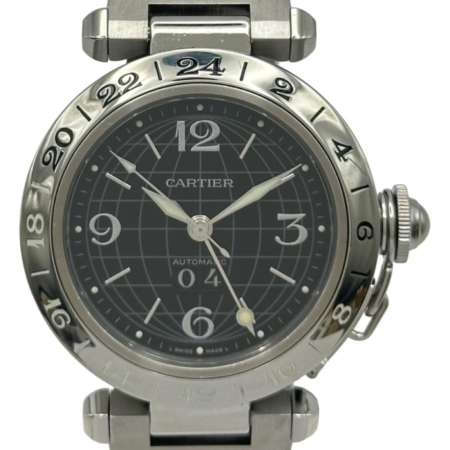カルティエ Cartier パシャC メリディアン GMT W31049M7 ブラック ステンレススチール 自動巻き レディース 腕時計 Cartier（カルティエ） パシャC メリディアン GMT W31049M7 ブラック