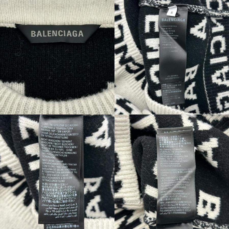 レディースファッション バレンシアガ BALENCIAGA ロゴ総柄長袖ニット
