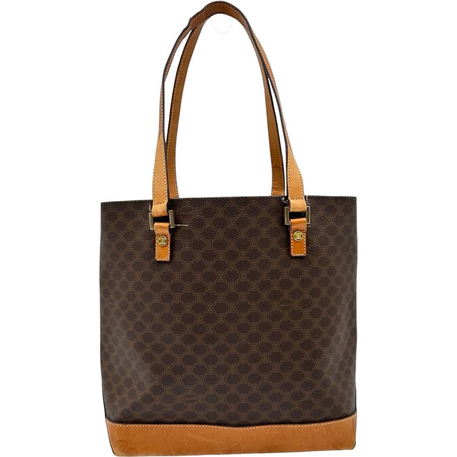 【良品】セリーヌ CELINE マカダム柄 トートバッグ オールド ヴィンテージ CELINE（セリーヌ） マカダム柄トートバッグ ブラウン ゴールド金具