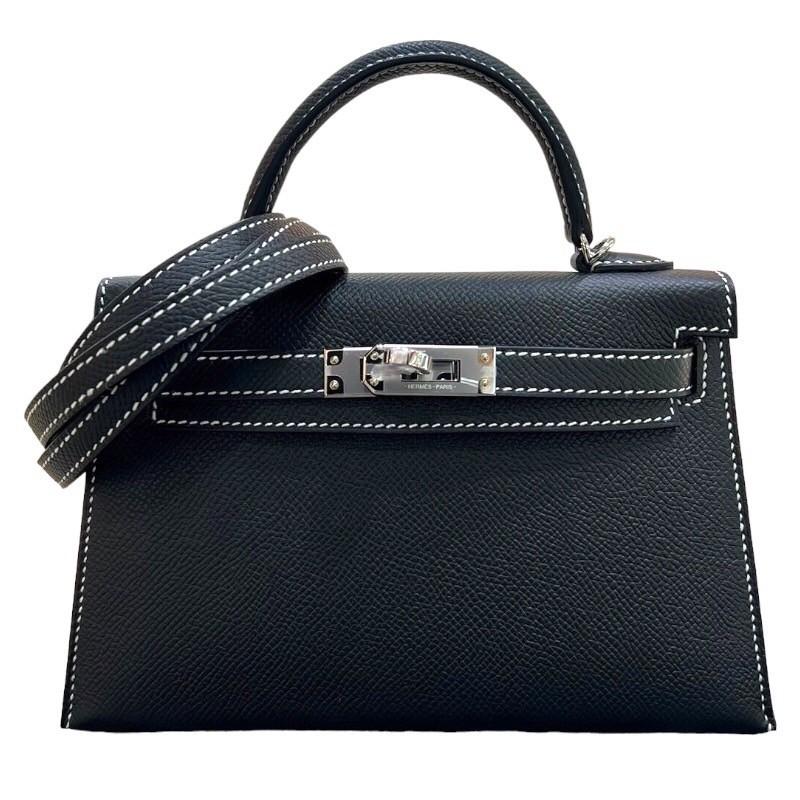 HERMES エルメス ミニケリー2 SPO W刻印 ブラック・ブルーサフィール  