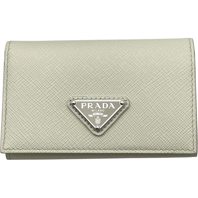 美品✨プラダ サフィアーノ トライアングル ケース ボーダー柄 PRADA (プラダ) サフィアーノ トライアングル キーケース PRL1PP122QHH