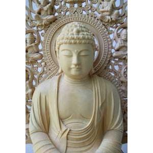 釈迦如来仏像」上彫り柘植材（総丈32cm)木彫り3.0寸極上品 【公式通販】