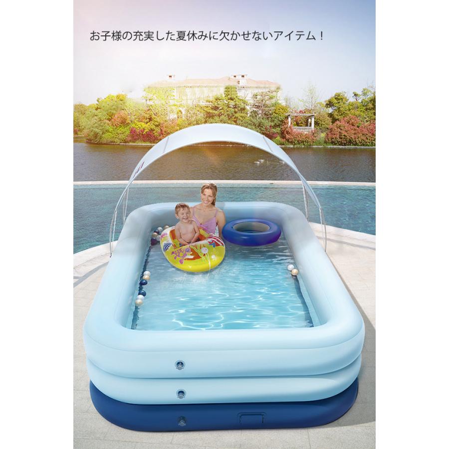 メール便送料無料対応可 ビニールプール 大型 家庭用プール 屋根付き 自動充気入れ エアプール 子供用 キッズ ファミリープール 日よけシェード付き 折りたたみ 日よけ Uvカット Avogli2 Leanevent It