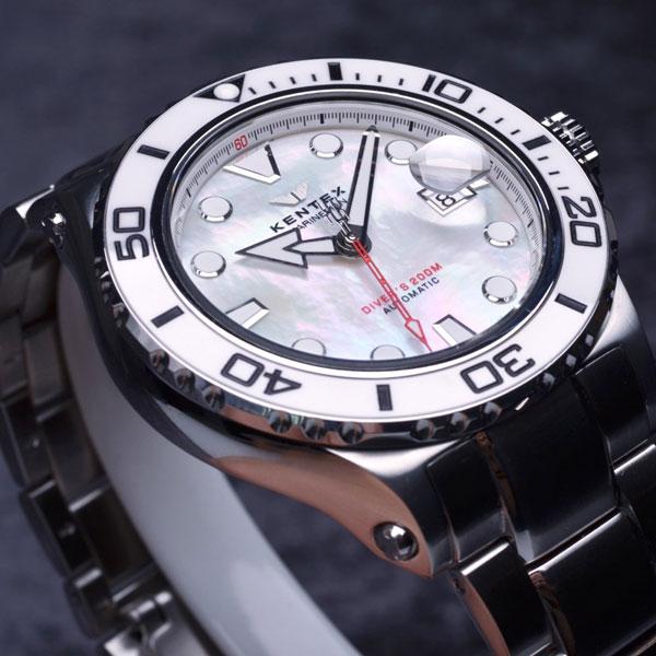 KENTEX マリンマンシーホースII ホワイト[S706M-18] KENTEX マリンマンシーホースII ホワイトMOP メタルベルト／ MARINEMAN