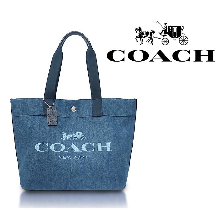 美品 コーチ Coach ショルダートートバッグ ハンドバッグ レディースファッション 鞄 デニム バッグ キャンバス ロゴ 鞄 ブルー 大容量 レザー 使いやすい L 171 Good 軽い ネイビー Find 店 法人特価の