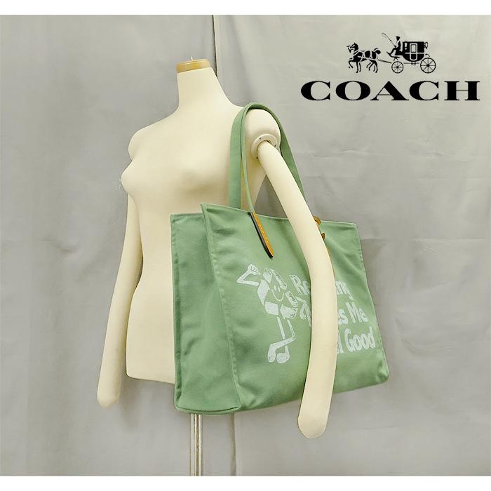 【未使用品 超美品】 コーチ COACH ショルダートートバッグ ハンドバッグ 鞄 キャンバス カーキ グリーン メンズ レディース 大容量 軽い | COACH | 09
