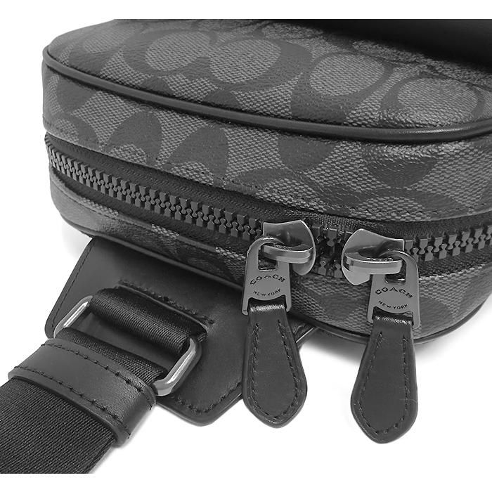 【超美品】 コーチ COACH ボディバッグ ショルダーバッグ スリングバッグ 鞄 シグネチャー レザー 本革 ブラック グレー シリアル有 軽い | COACH | 05