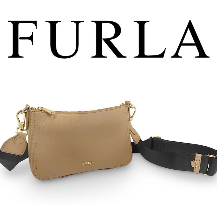 FURLA ベージュ レザー ショルダーバッグ FURLA（フルラ） 【未使用 超美品】 斜めがけショルダーバッグ ポーチ