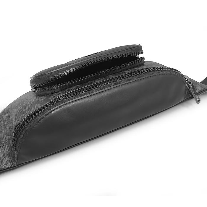【送料無料 美品】 コーチ COACH ボディバッグ ウエストバッグ ショルダーバッグ 鞄 バックル式 シグネチャー ブラック グレー シリアル有 | COACH | 04